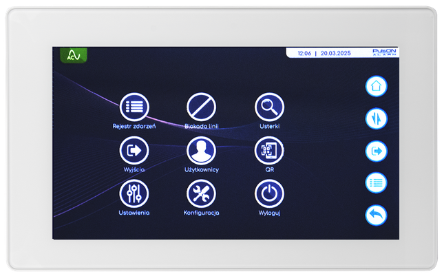 PulsOn Alarm menu różnych funkcji